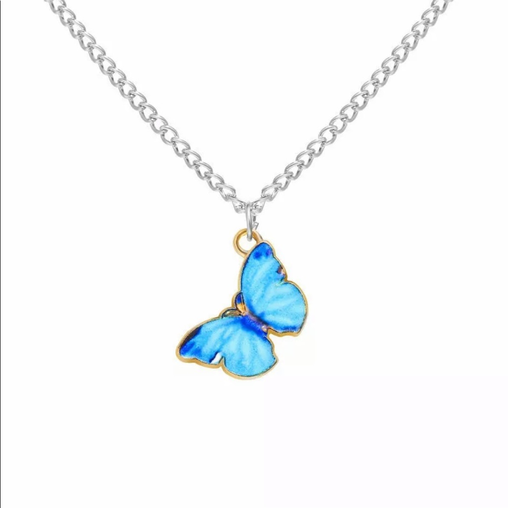 Women Fashion Colorful Butterfly Necklace Pendant